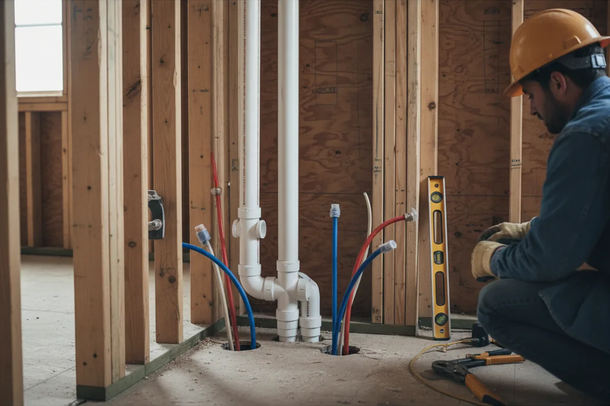 Drain and supply rough-in during Leak Detection in Avon